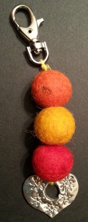 oranges + silver heart keyring