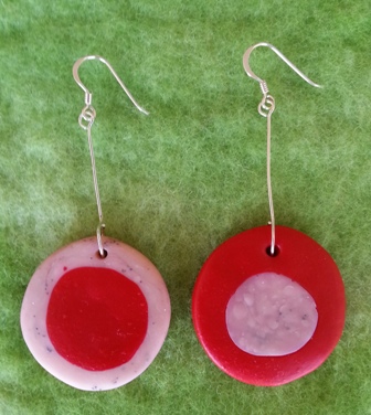 round red and white bead earrings