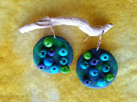 blue and green round earrings