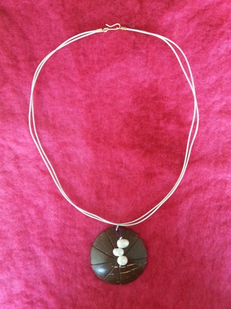 Round wood bead and freshwater pearls necklace