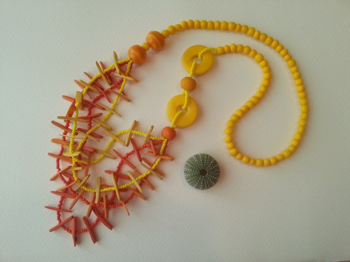 yellow + orange handmade beads