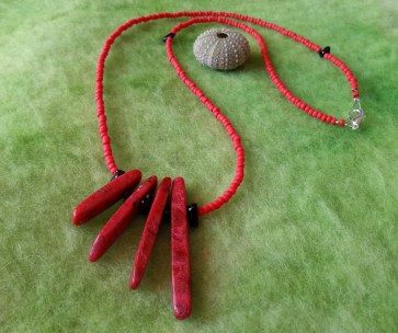 coral + black onyx necklace *