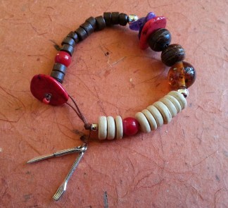 natural wood + coral bracelet *